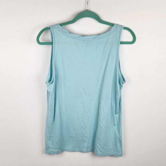 Talbots Mint Blue Cotton Modal Soft Tank Top sz L flawed - Picture 2 of 6